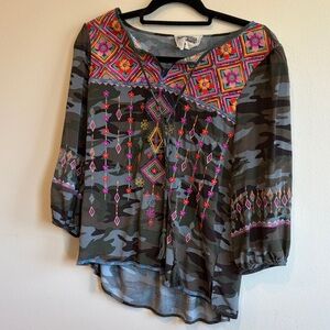 Savanna Jane Camo Embroidered Top